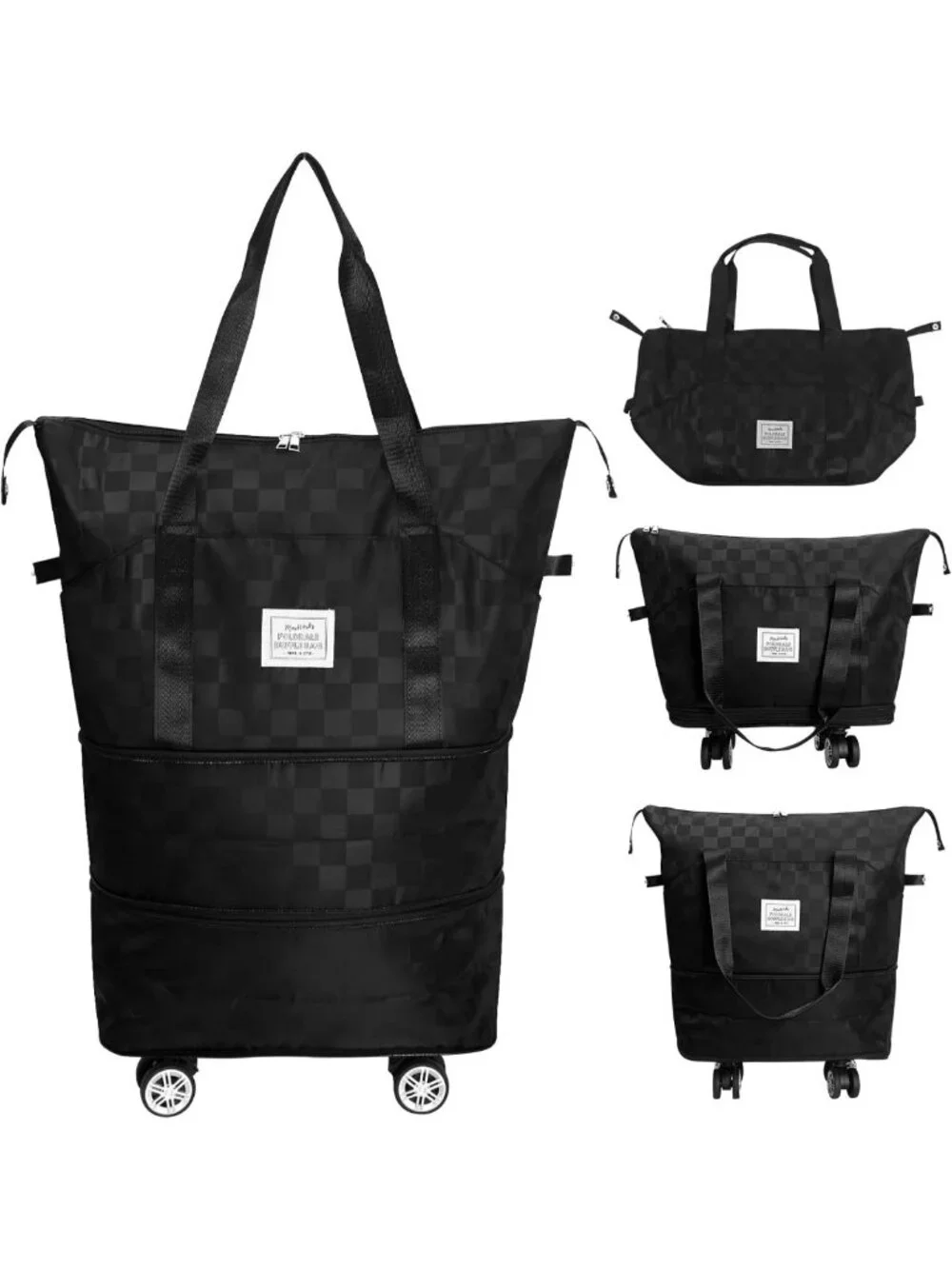 Foldable Travel Duffel Bag with Removable Wheels - Expandable 25L to 55L
